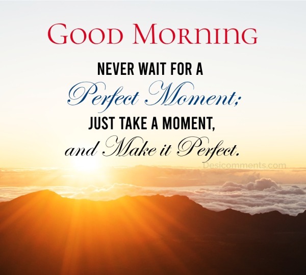 Good Morning Never Wait For A Perfect Moment