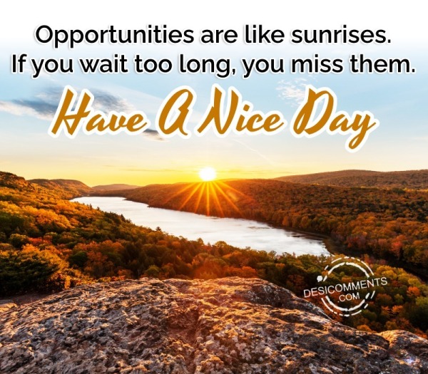 “Opportunities Are Like Sunrises.”