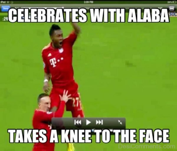Celebrates With Alaba