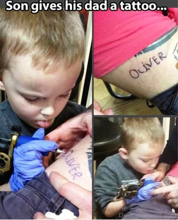Son Gives His Dad A Tattoo