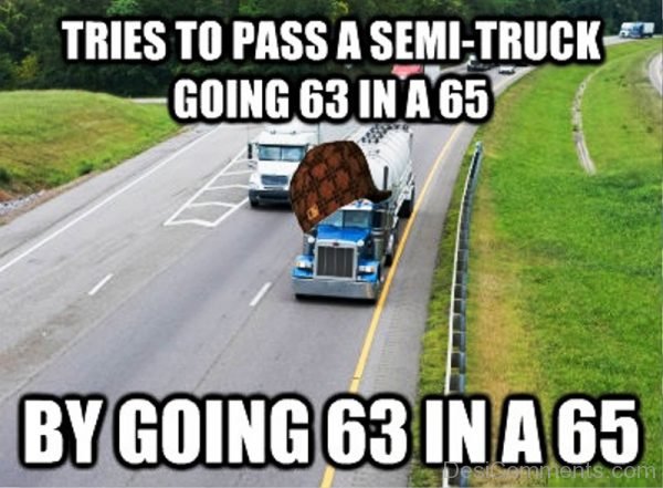 Tries To Pass A Semi Truck