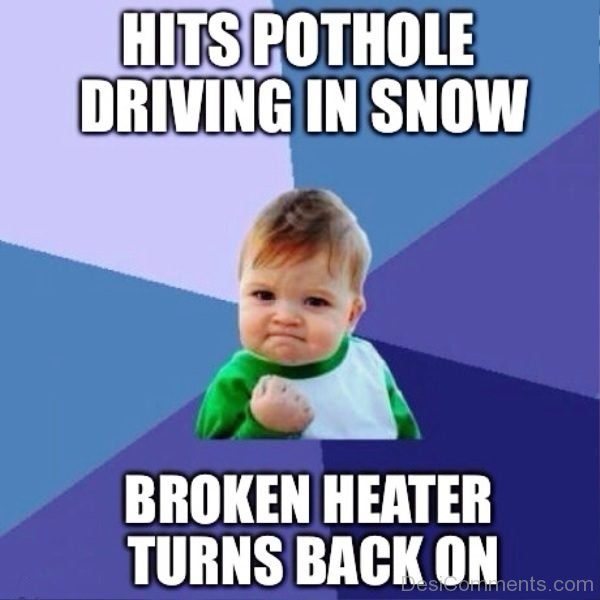 Hits Pothole Driving In Snow