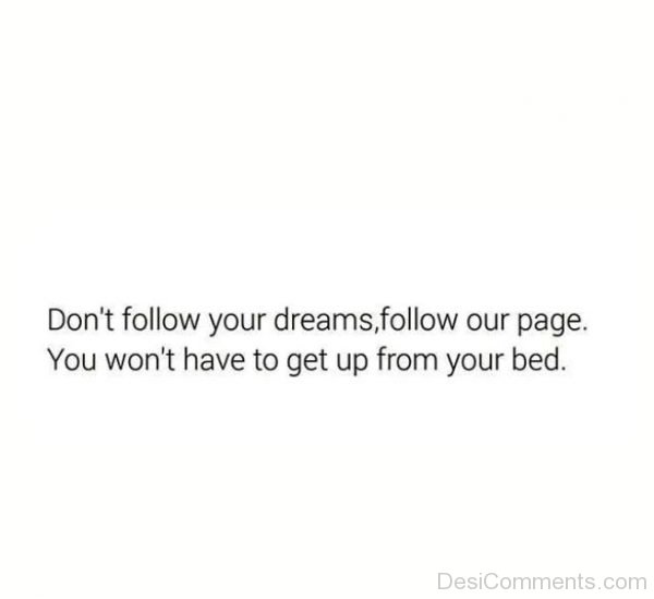 't Follow Your Dreams, Follow Our Page