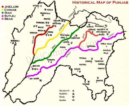 Historical map of Punjab