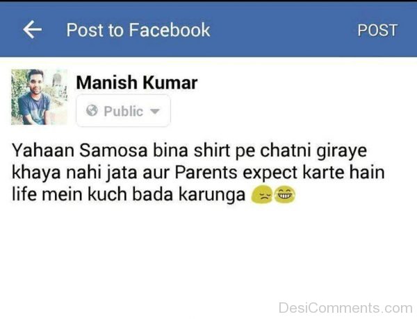 Yahaan Samosa Bina Shirt Pe Chatni Giraye