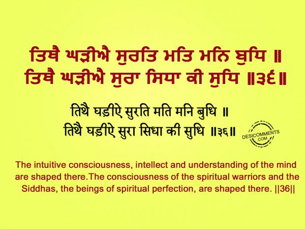 Thithhai Gharreeai Surath Math Man Budhh – Japji Sahib