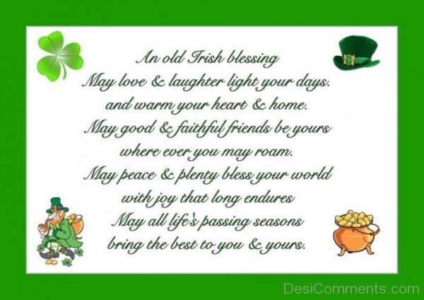 An Old Irish Blessing My Love And Laughter Light Your Days