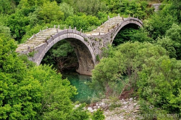 Beautiful Landscape Bridge Green Stone Bridge