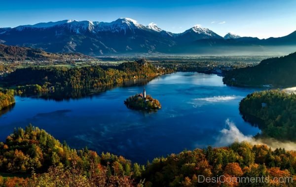 Bled Slovenia Fall Autumn Colorful Mountains Snow