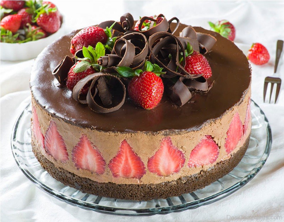 Happy Birthday With Strawberry Cake