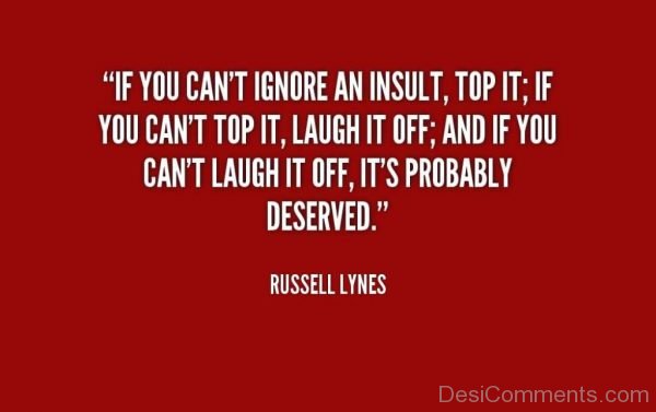 If You Cant Ignore An Insult