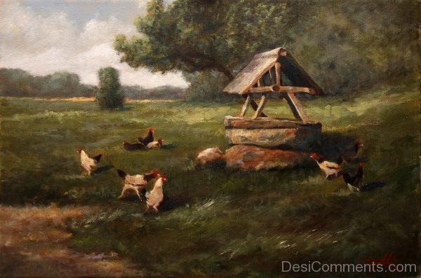 At The Well Oil Painting