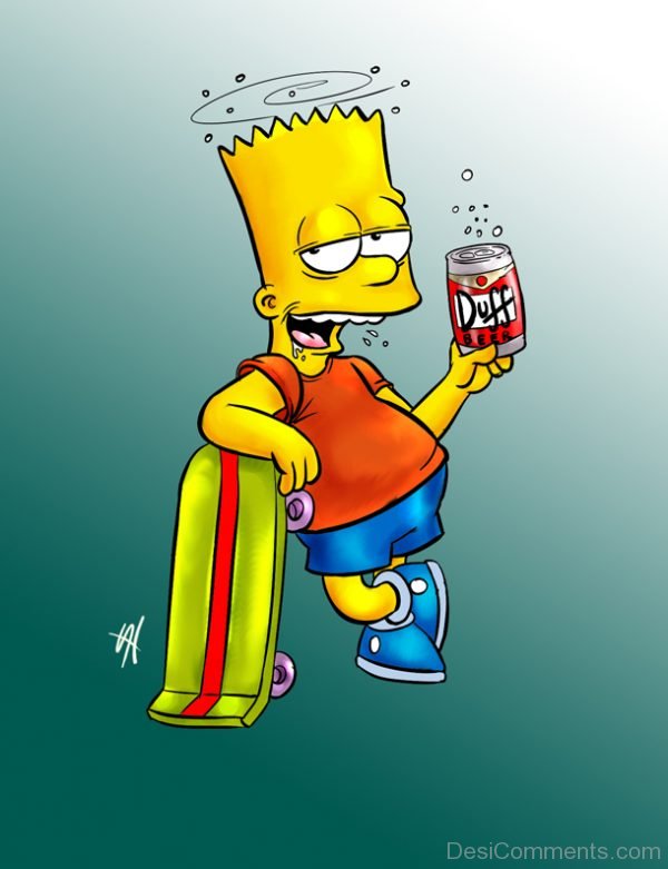 Bart simpson Holding Drink