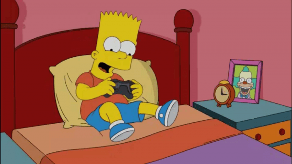 Bart simpson Holding Playing Remote