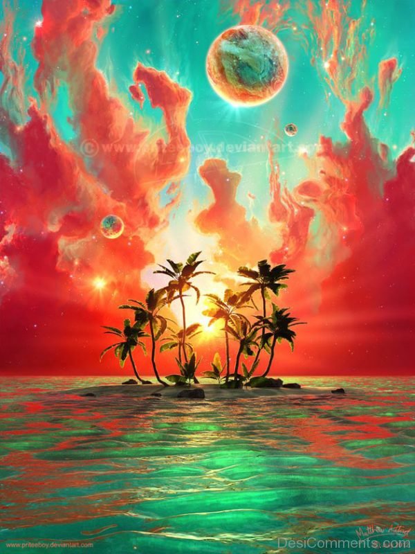 Beautiful Painting Of Sun