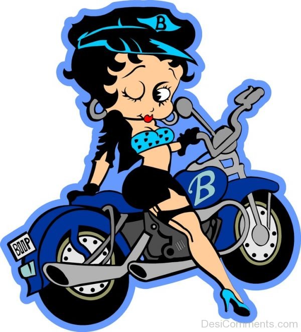Betty Boop Sitting On Blue Bike