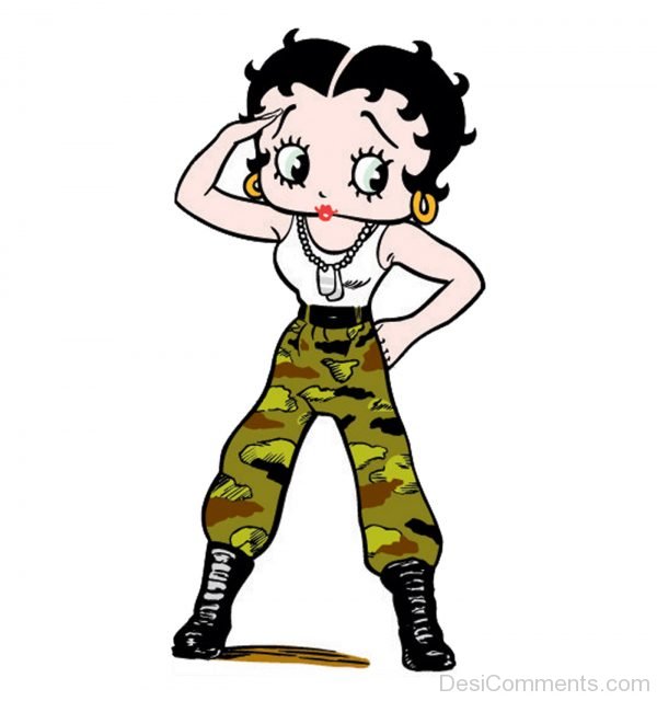 Betty Boop Wearing Army Dress