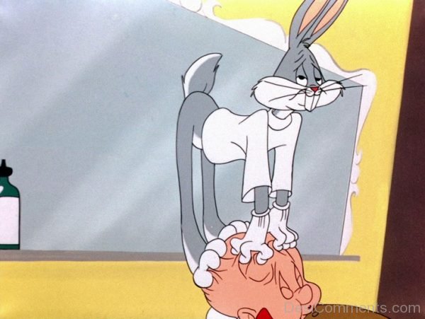 Bugs Bunny Standing On Friend Head