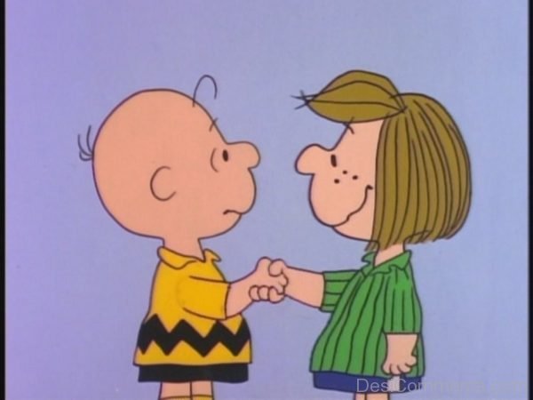 Charlie Brown Handshaking With Friend