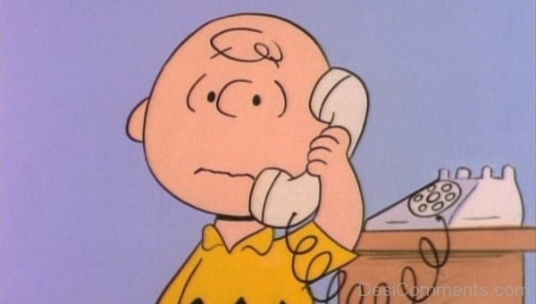 Charlie Brown Holding Phone