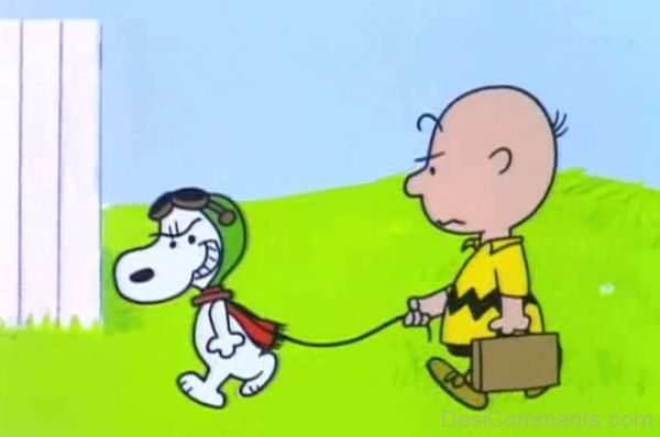 Charlie Brown Holding Snoopy rope
