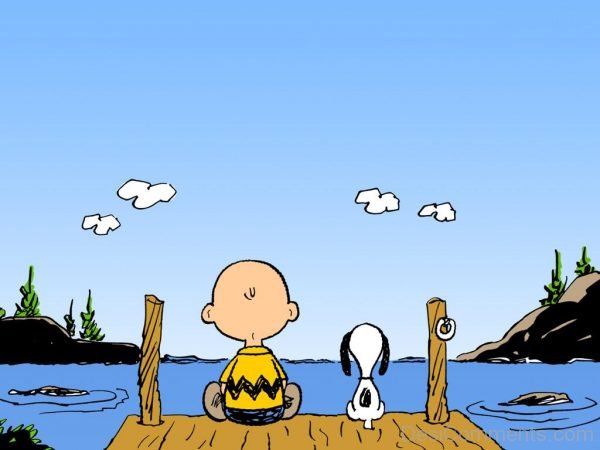 Charlie Brown Sitting With Snoopy Dog