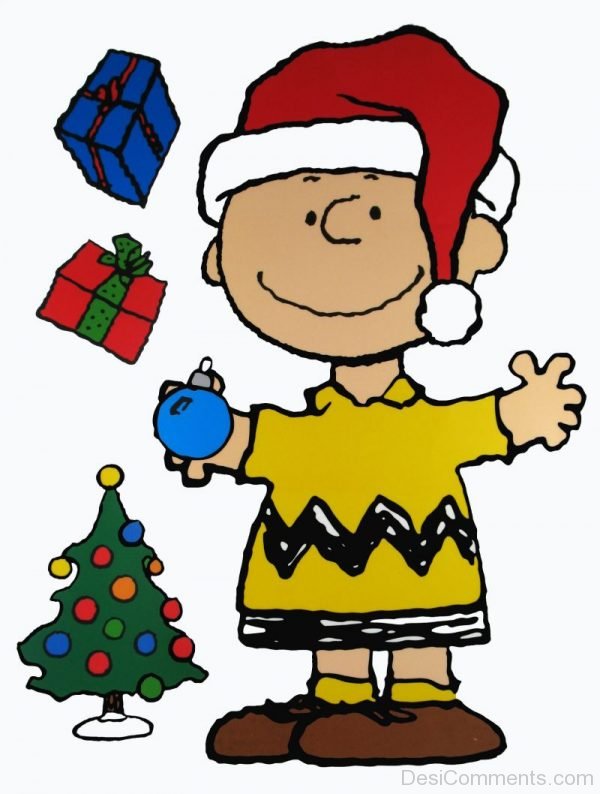 Charlie Brown Wearing Christmas Cap