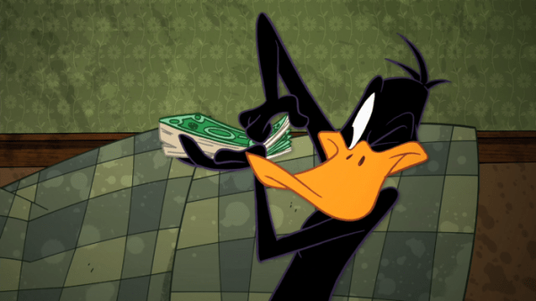Daffy Duck Holding Dollars