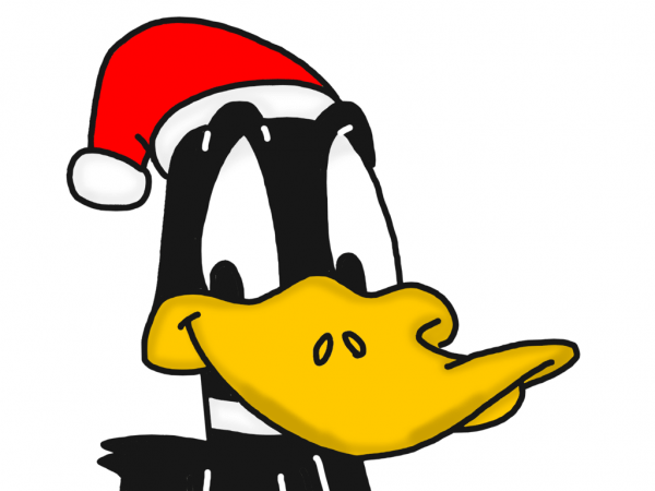 Daffy Duck Wearing Santa Cap