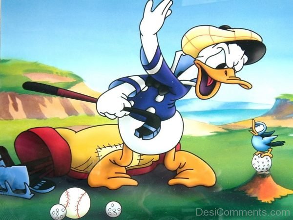 Donald Duck Holding Golf Stick