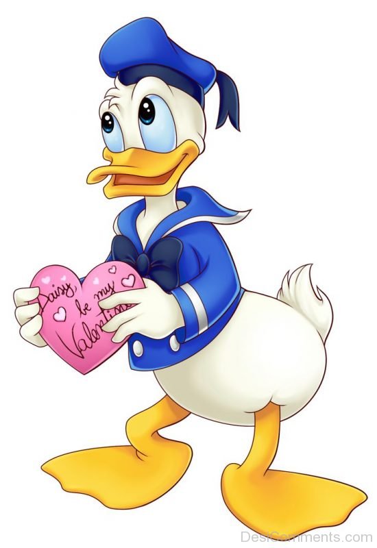 Donald Duck Holding Pink Heart
