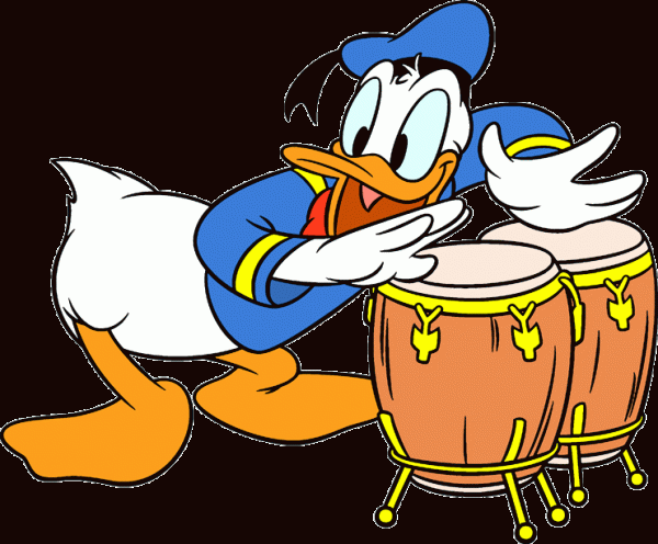 Donald Duck Playing Drum