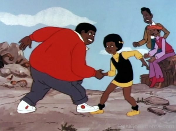 Fat Albert Holding Hand With Friend