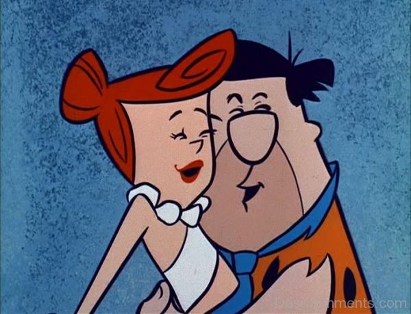 Fred Flintstone Hugging Friend Pic