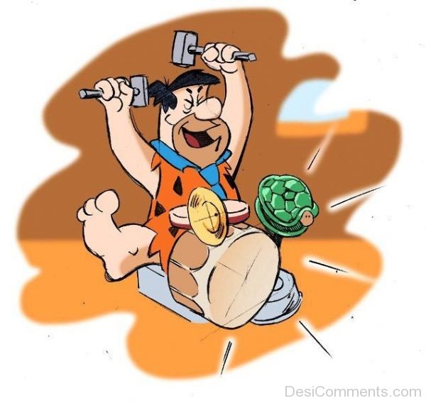 Fred Flintstone Playing Drum