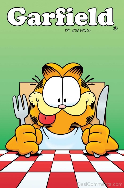Garfield Holding Knife And Spoon