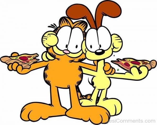 Garfield Holding Pizza