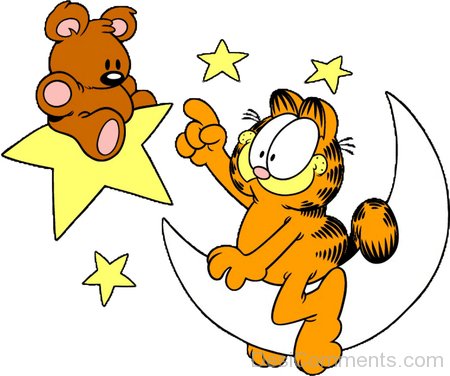 Garfield Sitting On Moon