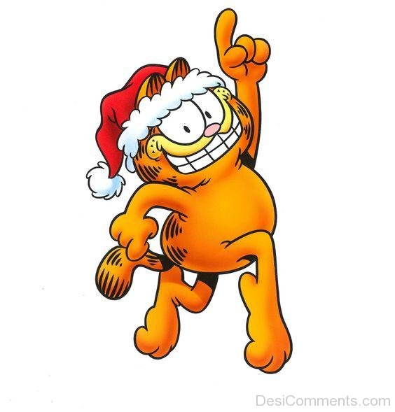 Garfield Wearing Christmas Cap