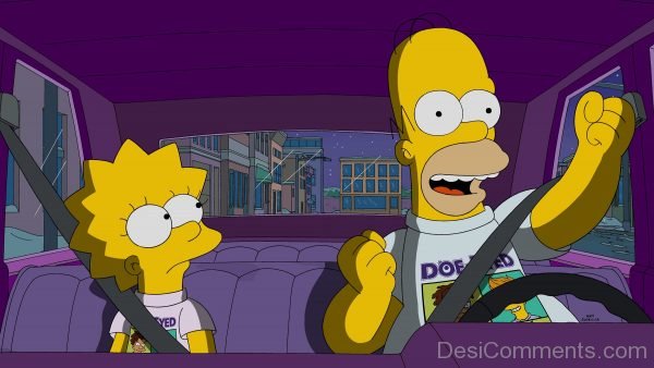 Homer Simpson Driving