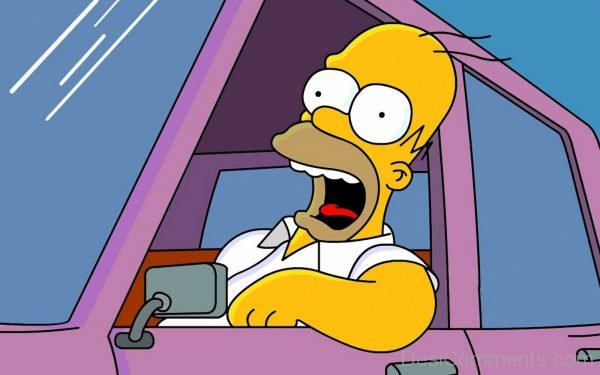 Homer Simpson Driving Car