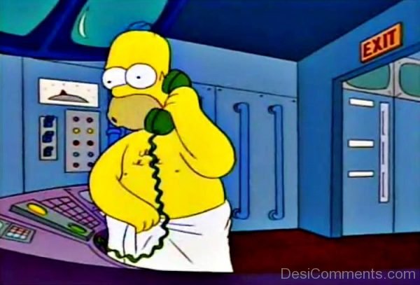 Homer Simpson Holding Phone