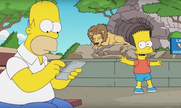 Homer Simpson Using Phone