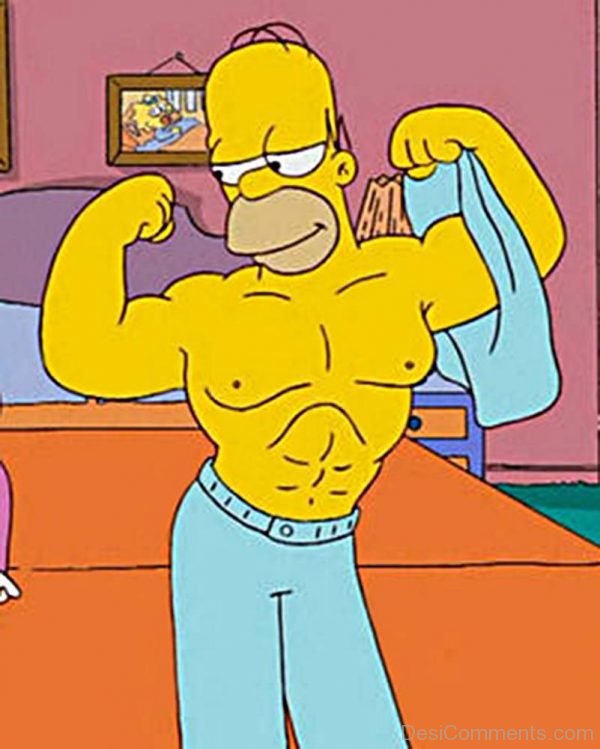 Homer Simpson Showing Muscles