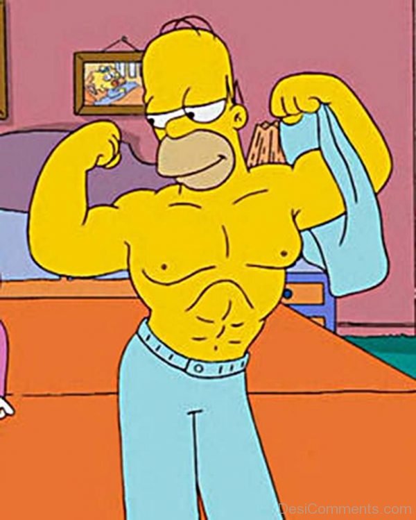 Homer Simpson Showing Muscles 