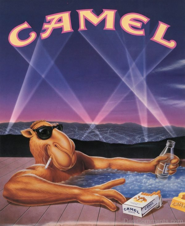 Joe Camel Holding Bottle