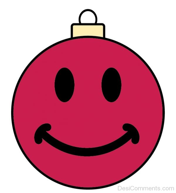 Holiday Smiley Face Ornament Red