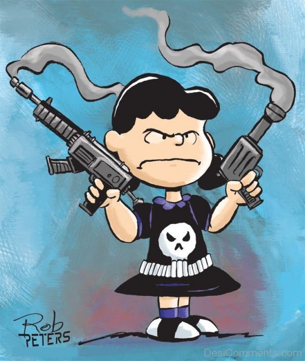 Lucy van Pelt Holding Guns