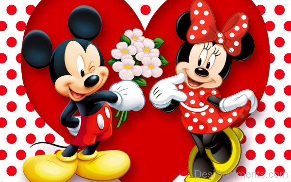 Micky Mouse Holding Flowers