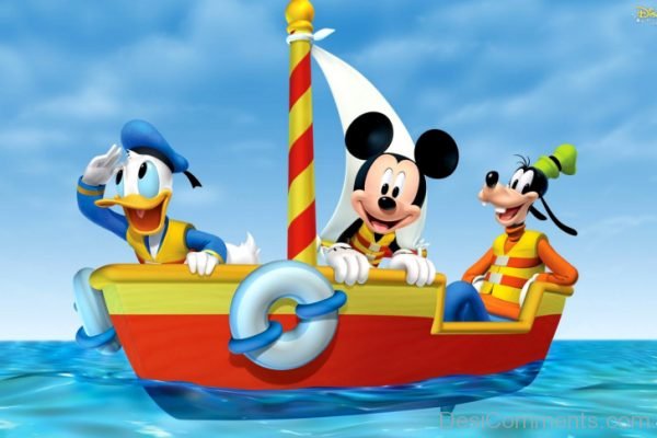 Micky Mouse Sitting In Ship